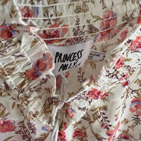 Princess Polly Guetta Mini Dress - Ditsy Floral - White/Pink - US Size 4 - NWT - Picture 7 of 14